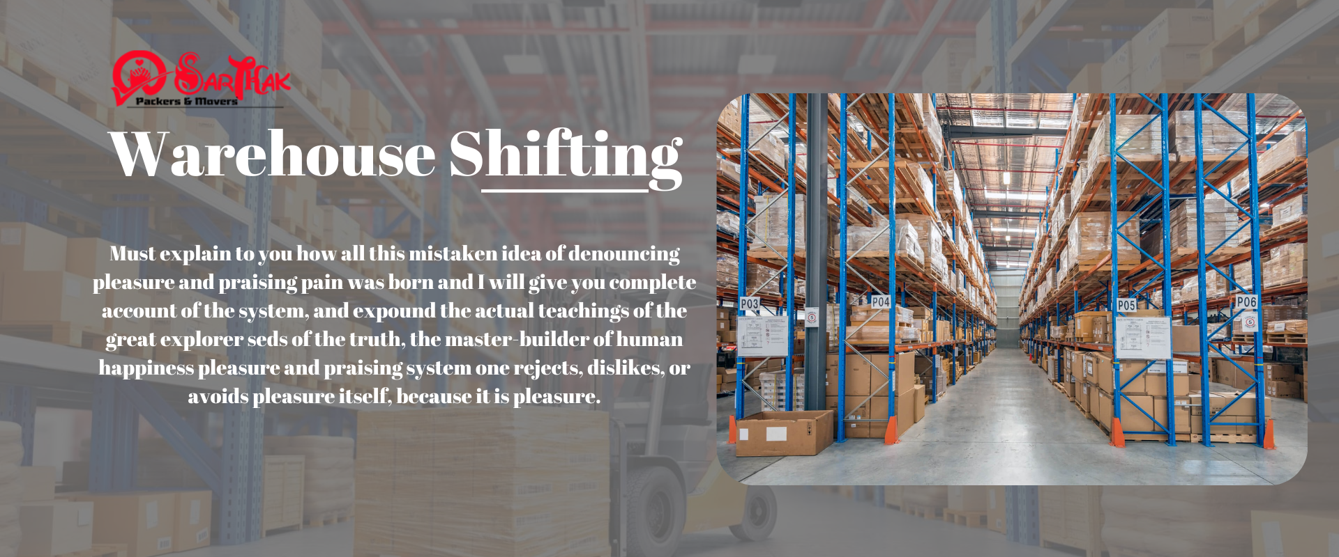 Warehouse Shifting — Website Banner design by Abhijit
